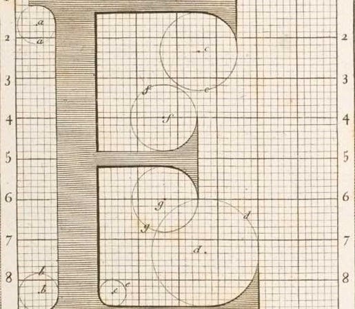 Large classic hand drawn E on graph paper