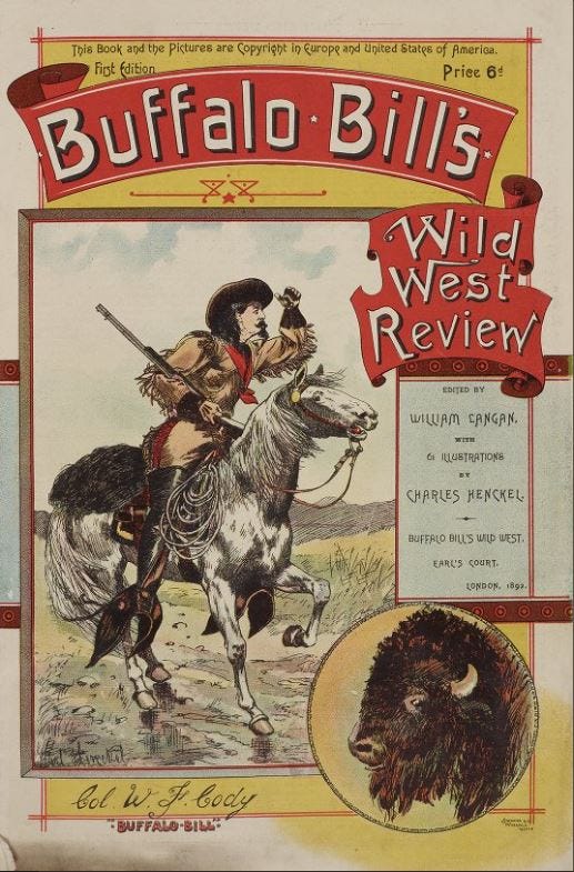 Front Cover of Wild West Review showing Buffalo Bill on horseback