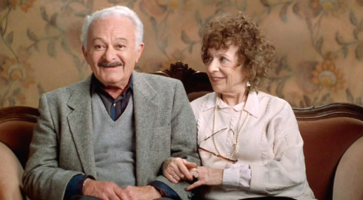 Screenshot from “When Harry Met Sally” of older couple talking about their relationship