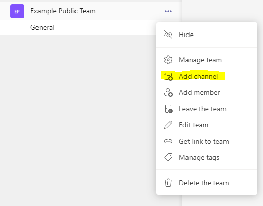 How to create a channel in Microsoft Teams