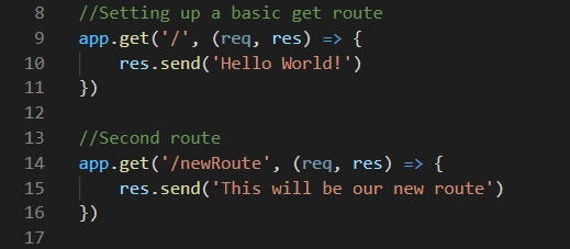 Code snippet of our new route setup