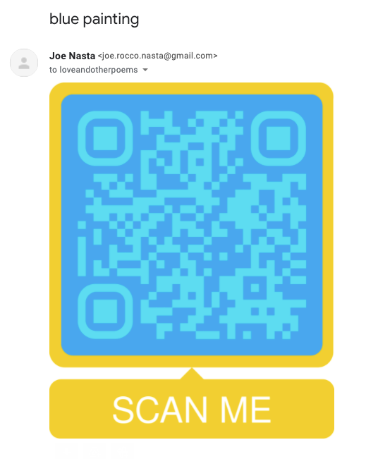 screenshot of email with QR code