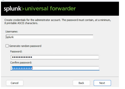 Provide Username and Password for UF administrator.