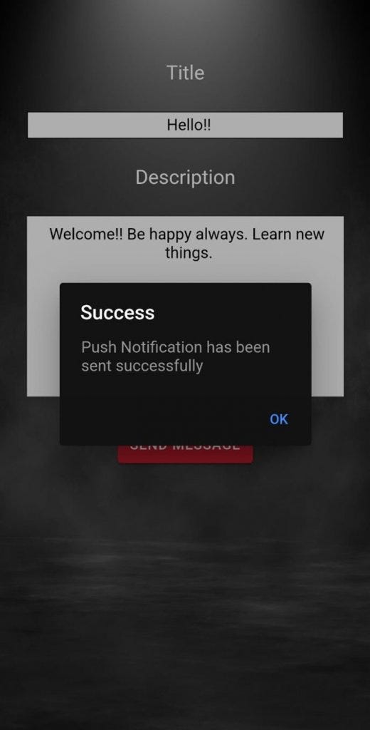 screenshots of the Send Notification page.