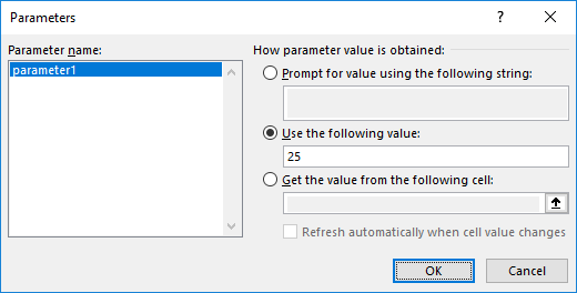 Screenshot of Applying Constant Parameter in Microsoft Excel