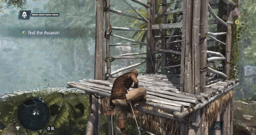 An assassins climb’s a tower and gets a bird eye view of the jungle