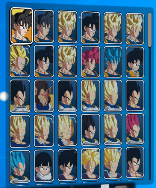 Un écran de sélection de 136 personnages qui défile longtemps