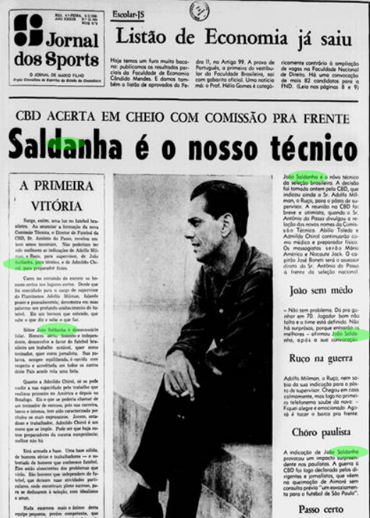 Capa do Jornal dos Sports, de 5 de fevereiro de 1969, saúda a contratação de João