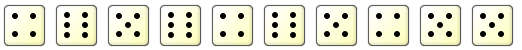 Ten dice experiments: 4,7,5,7,4,6,5,4,5,5