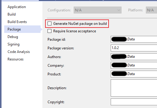 Generate NuGet package property