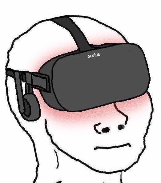 Meme showcasing a man with virtual reality device on his eyes