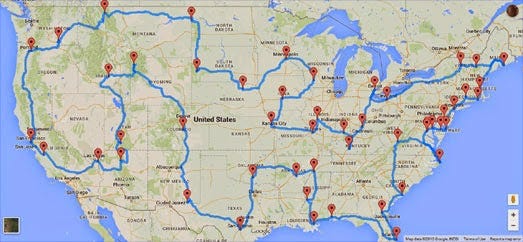 Not our actual travel routes. | Source: googlemapsmania.blogspot.com