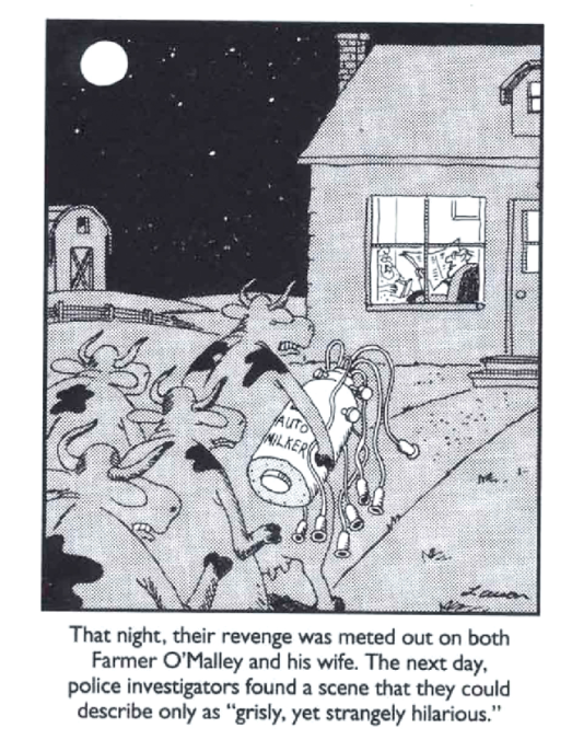 Single panel comic The Cow’s Revenge.