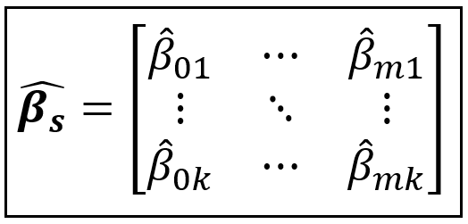 The coefficients matrix of size [k x (m+1)]