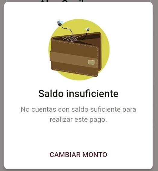 Mensaje de error de la app de Yape (BCP).