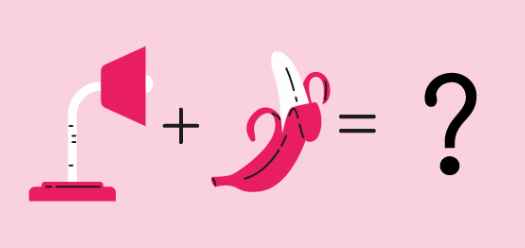 Image of a pink banana with a white and black line