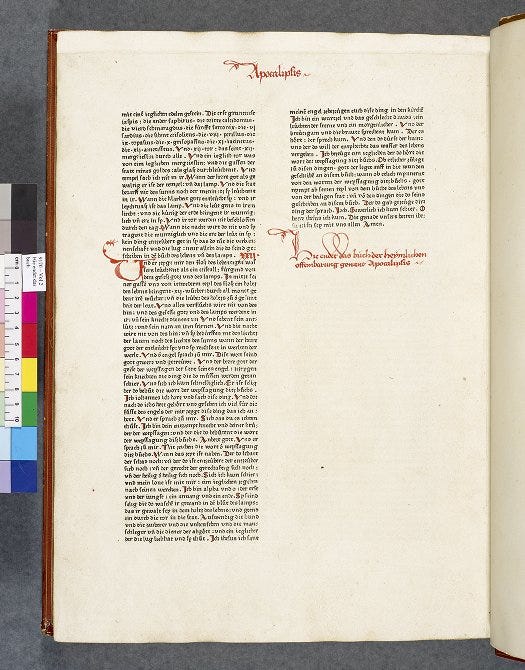 A page of text with colophon from the Mentelin Bible