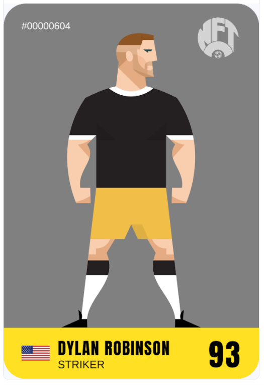 Image of Nifty football NFT player #93 — American Dylan Robinson, striker