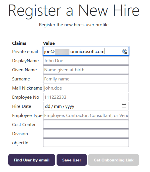 Image showing register / find user by email