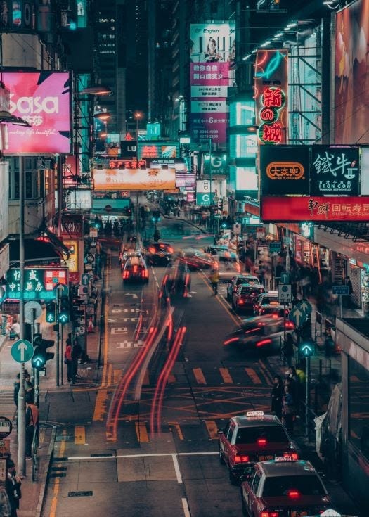 A long exposure photo of Bangkok.