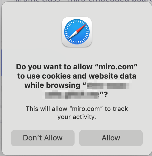 Dialog of an access prompt a Safari user would see.