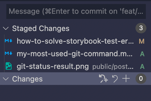 vscode staged changes
