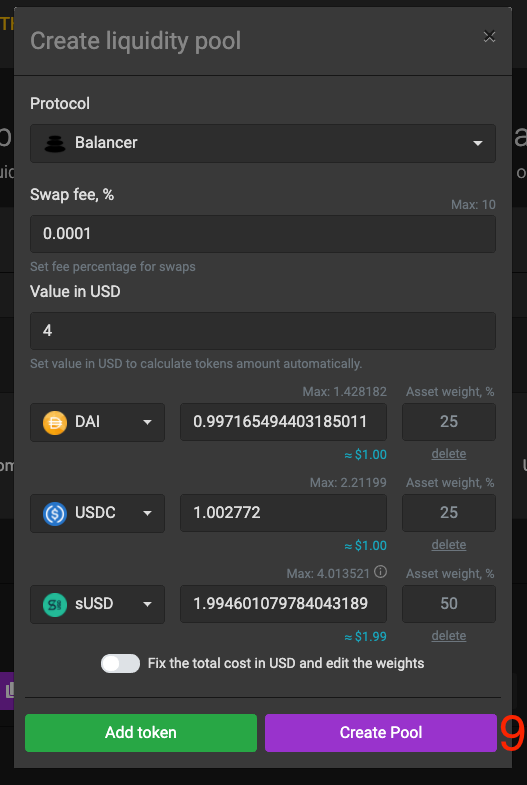 Tutorial: How to create an automated liquidity pool with 1inch.exchange and Balancer in one transaction?