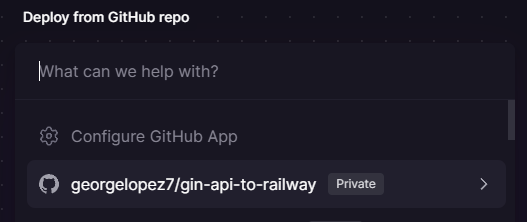 Screenshot of the Github repo in Railway.