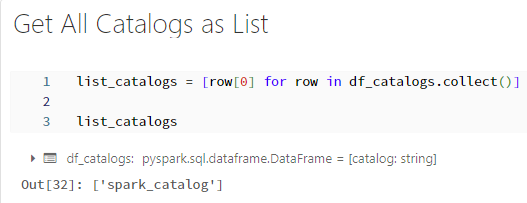 Collecting all catalogs into a list from catalog dataframe