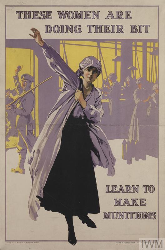 During WWI in the UK, women had to take on traditionally male roles.