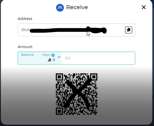 Receive address screenshot