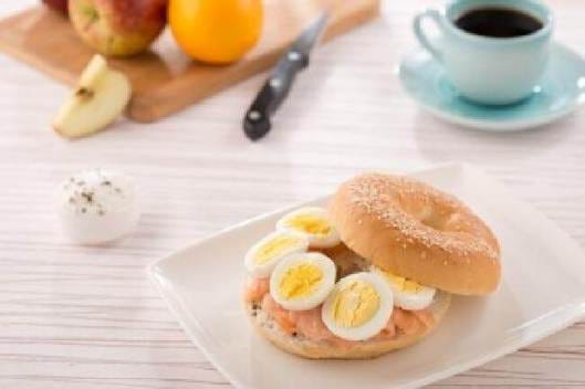 Salmon egg bagel