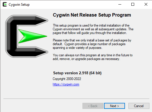 Execute the Cygwin installer