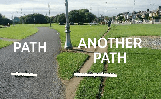 Shitty Design versus UX analogy of two paths, debunked.