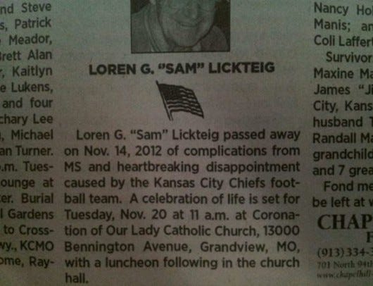 Obituary Blames Kansas City Chiefs For Death
