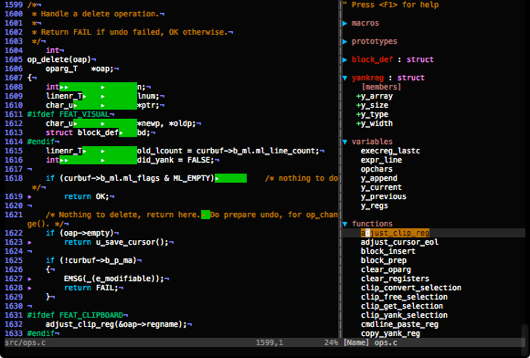 Tagbar with Vim's source