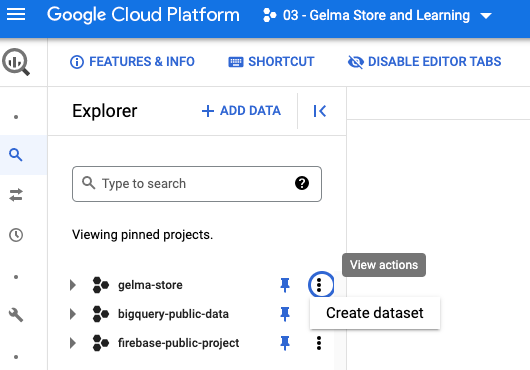 Create a dataset in bigquery interface