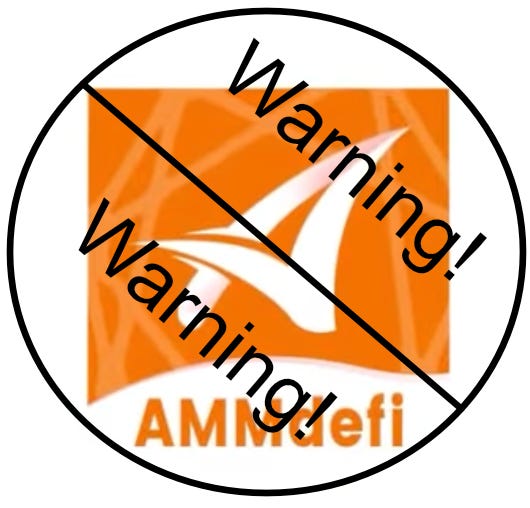 AMMdefi log with warning over the top