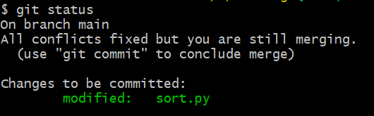 status after fixing conflicts