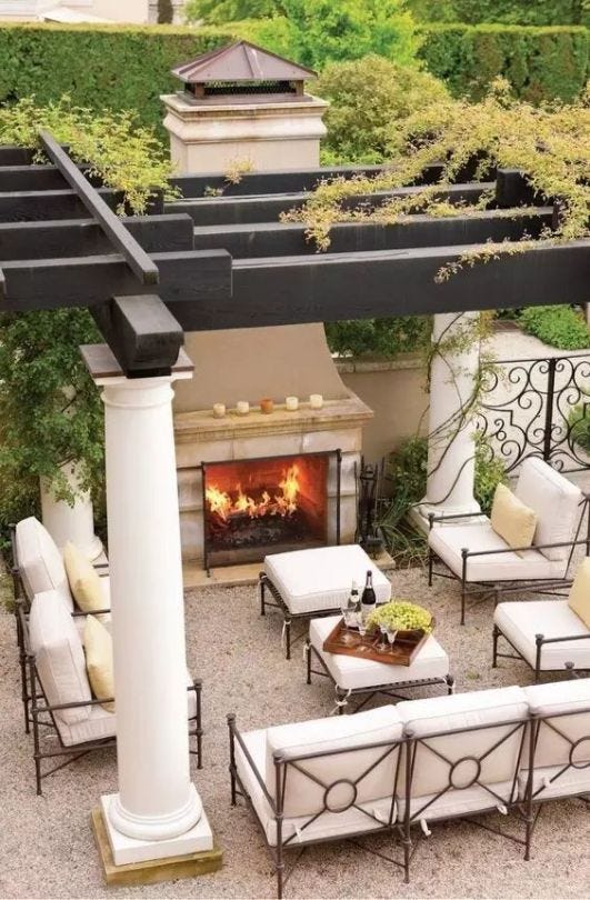 European-style Backyard Fireplace