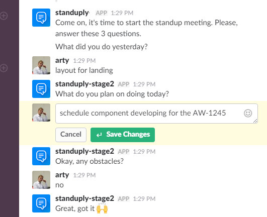 Standuply integration for Slack