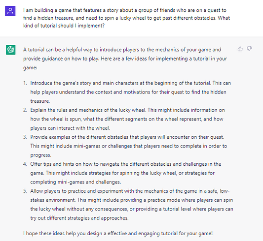 chatgpt for game tutorials