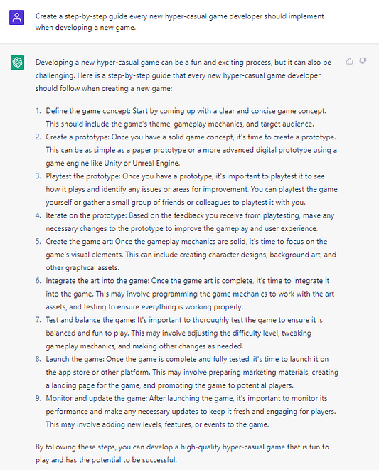 ChatGPT for Mobile Gaming - Developers