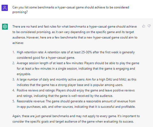 ChatGPT for Mobile Gaming hypercasual games