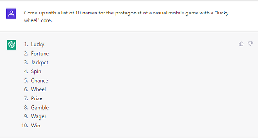chatgpt example mobile gaming ideas