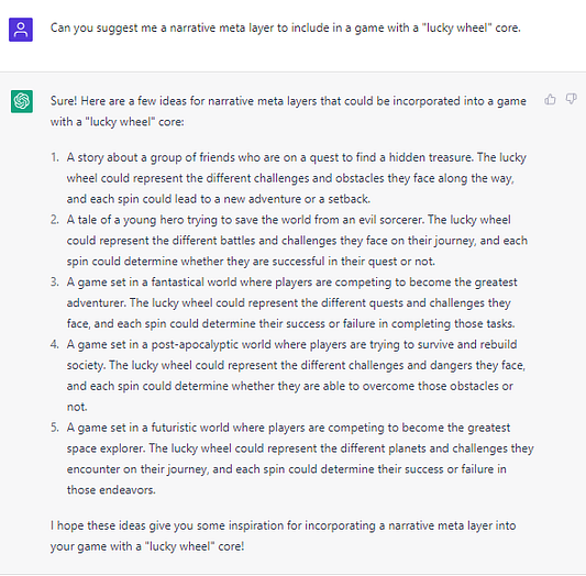 chatgpt for mobile gaming narrative idea