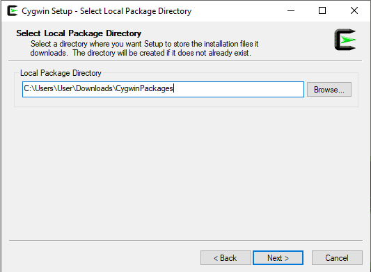 Provide the location to store the Cygwin packages