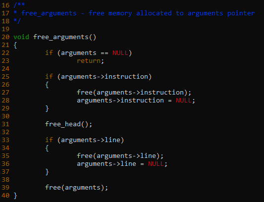 free the member variables of the arguments variable as well as the arguments variable itself