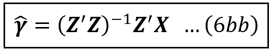 OLS estimator of γ