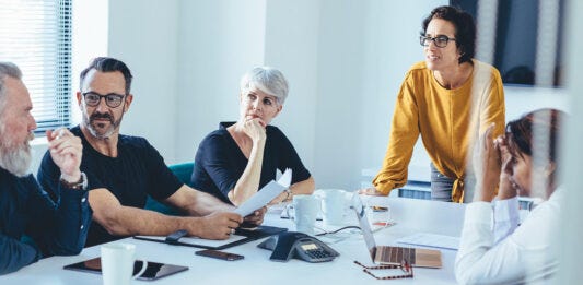 A design meeting in an office